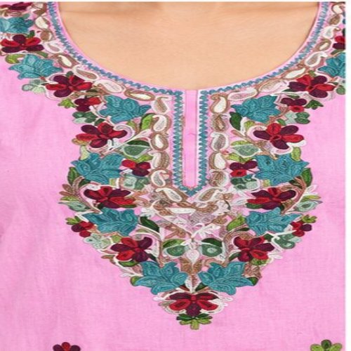 Lavender Pink Floral Embroidered Straight Kurta Set with Embroidered Trousers