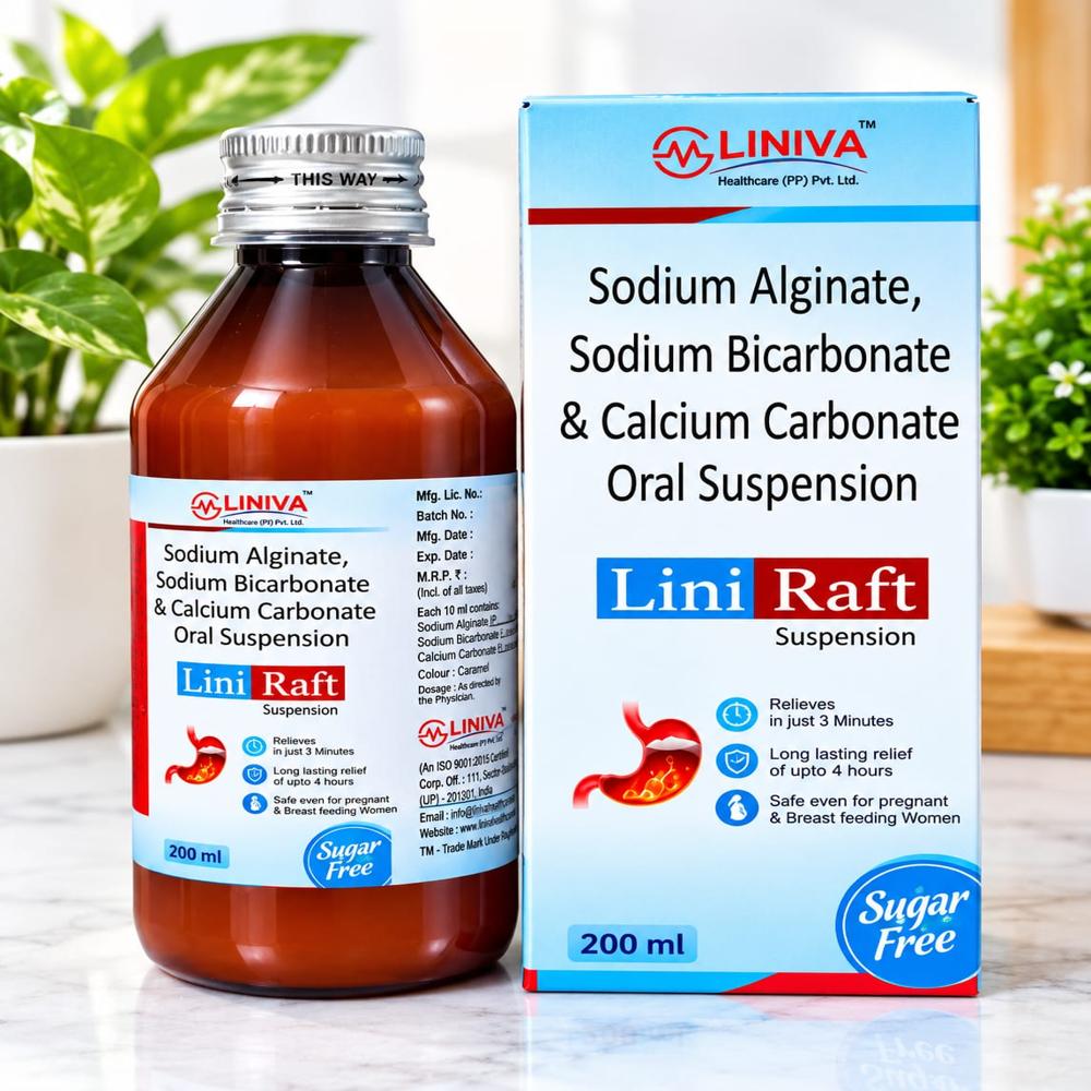 LiniRaft Syrup (Sodium Alginte, Sodium Bicorbonate, Calcium Corbonate Syrup)