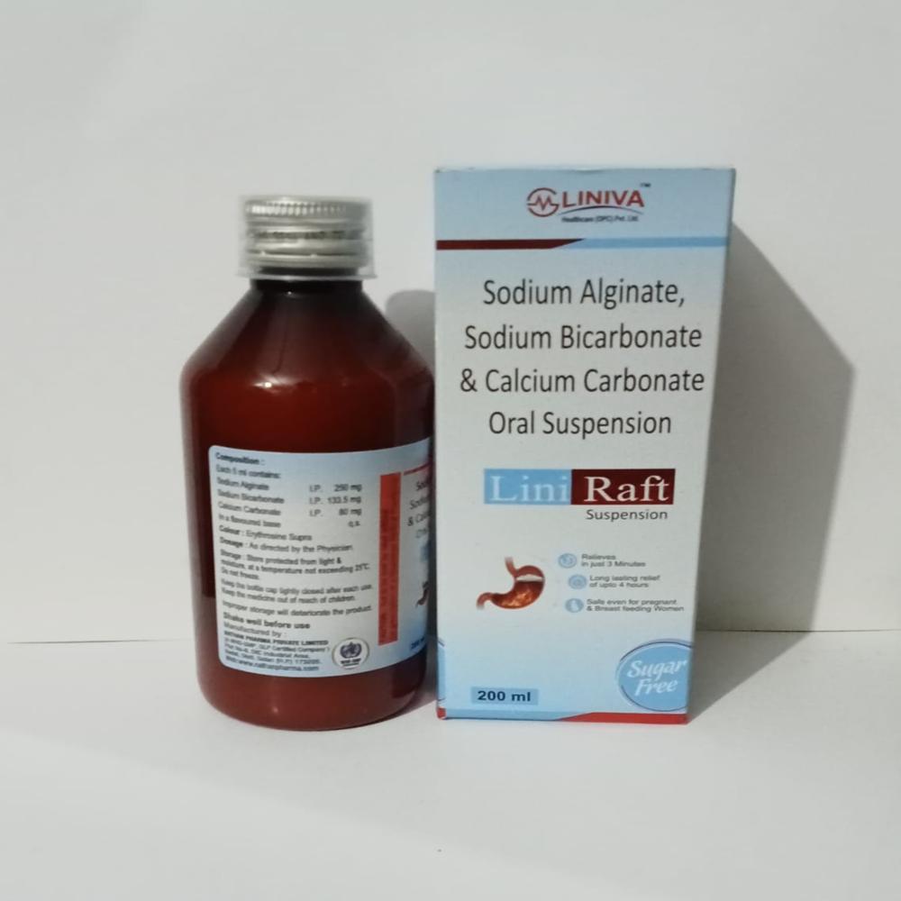 LiniRaft Syrup (Sodium Alginte, Sodium Bicorbonate, Calcium Corbonate Syrup)