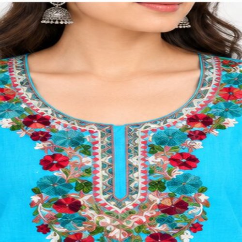 Azure Bloom Embroidered Kurta & Trouser Set