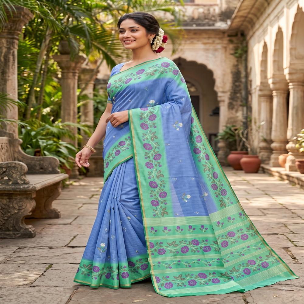 Handloom Zari Checks Saree Traditional Designer Handloom Saree