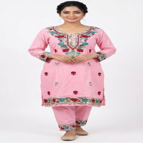 Blush Rose Floral Embroidered Kurta & Trouser Set