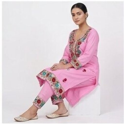 Blush Rose Floral Embroidered Kurta & Trouser Set