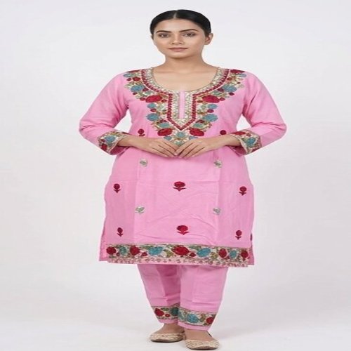 Blush Rose Floral Embroidered Kurta & Trouser Set