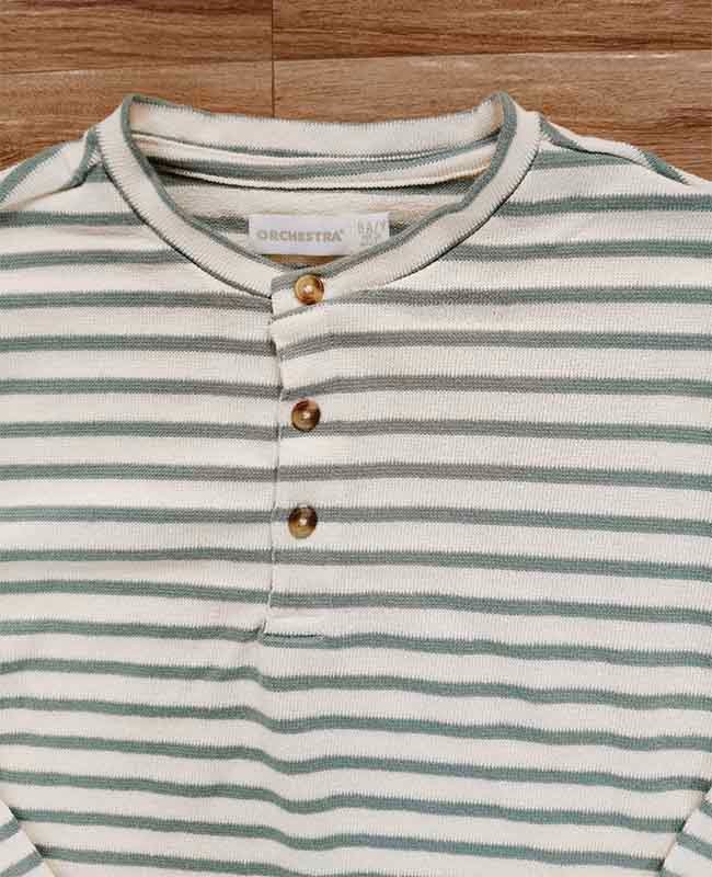 B16750 Boys Henley Neck Textured T-Shirt