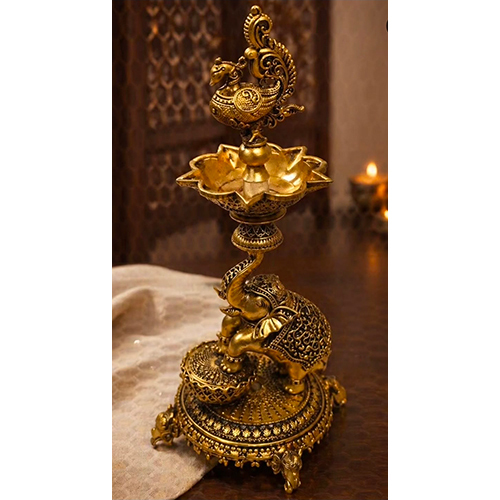 Brass Elephant Standing Diya