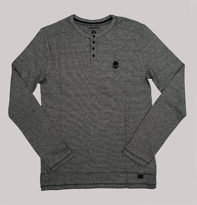 M11790 Mens Jacquard Henley T-Shirt - Design: Knitted