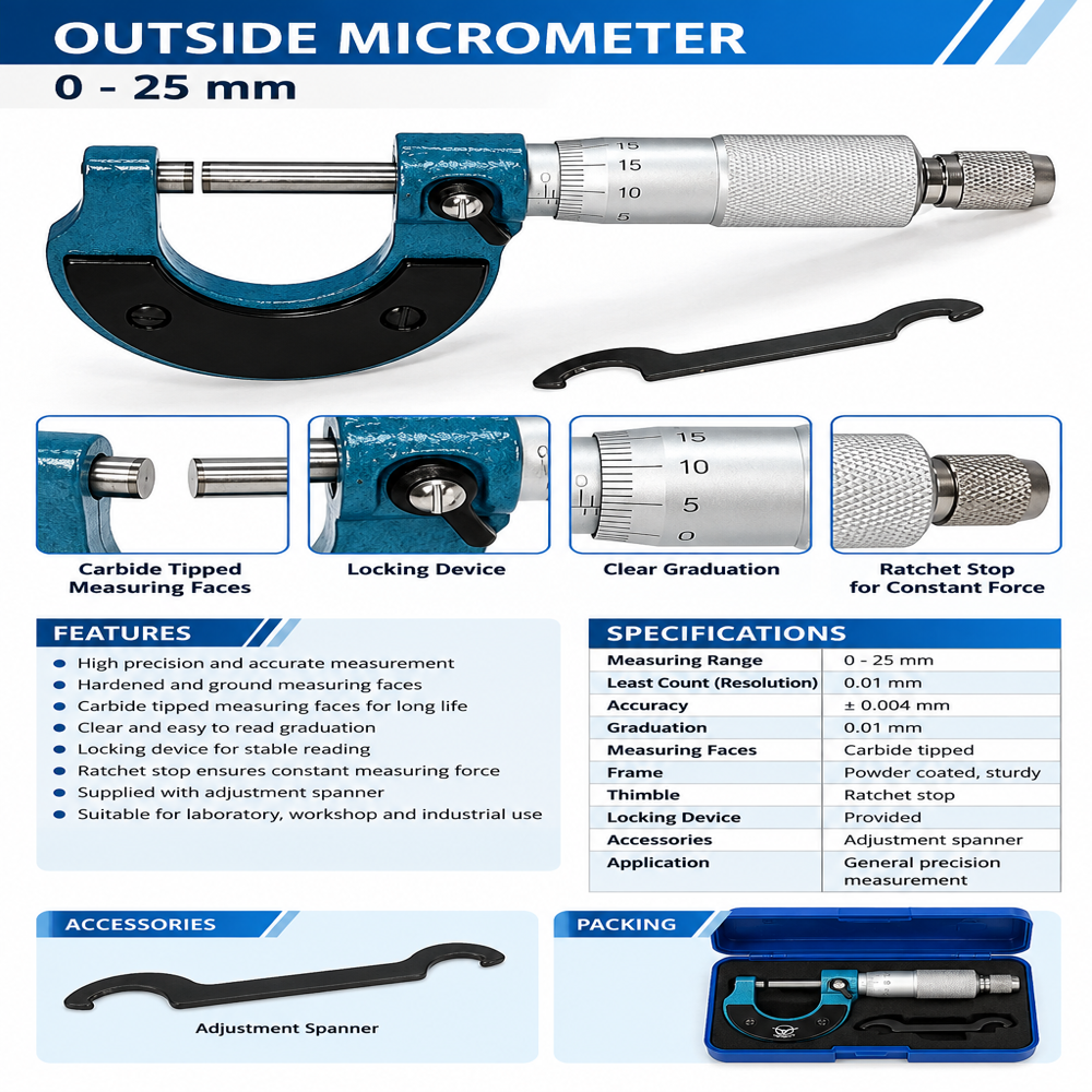 Outside Micrometer 0-25mm