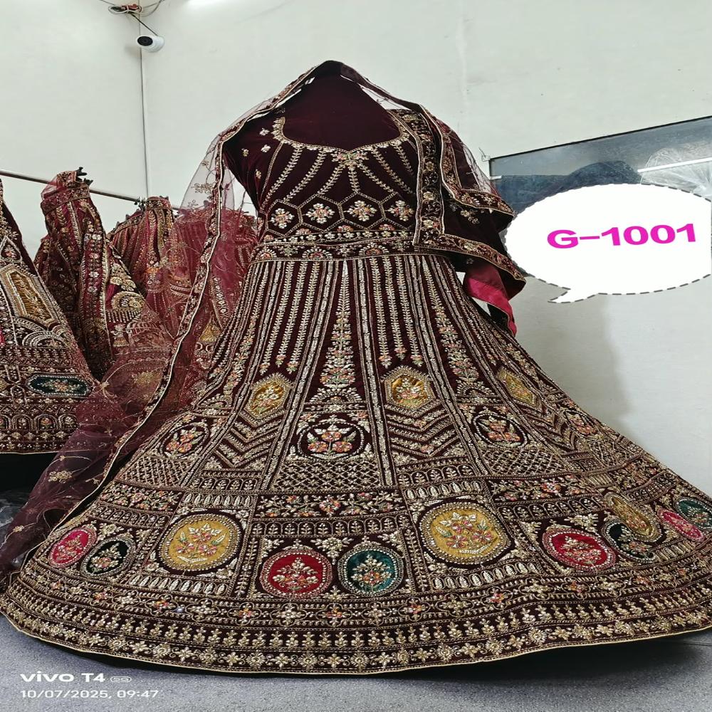 Burgundy Floral Panel Embroidered Lehenga Set