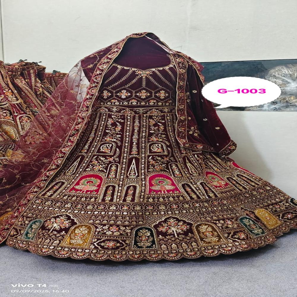 Burgundy Regal Arch Motif Embroidered Lehenga Set