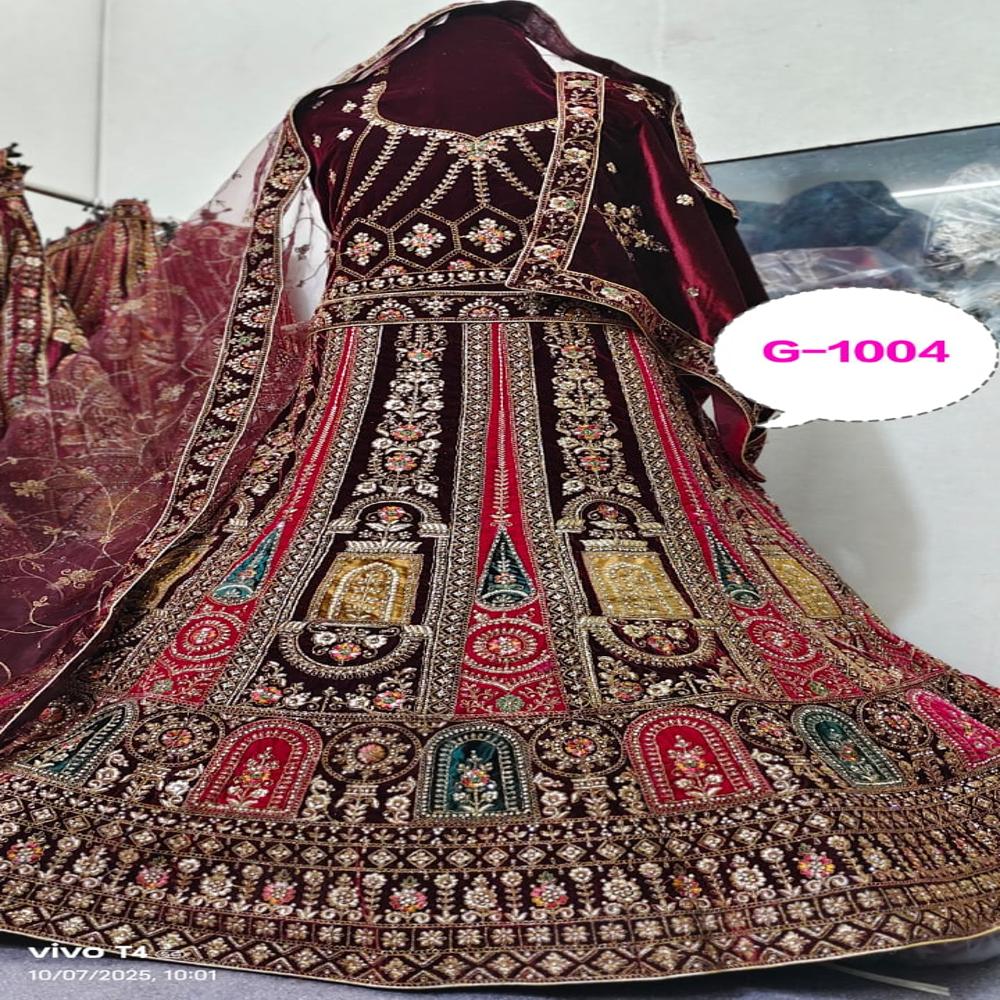 Maroon Heritage Embroidered Bridal Lehenga