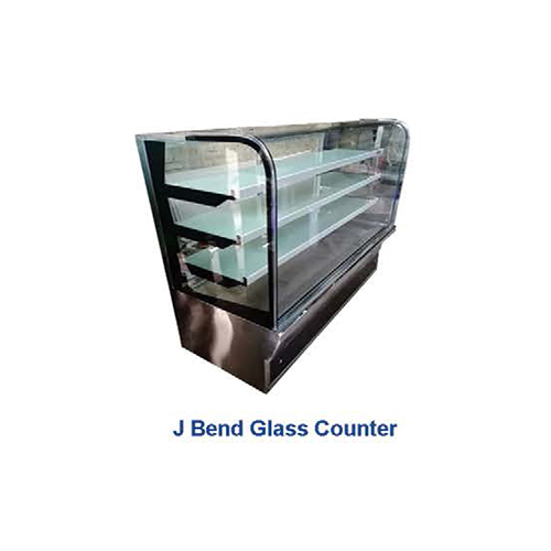 SS J Bend Glass Display Counter