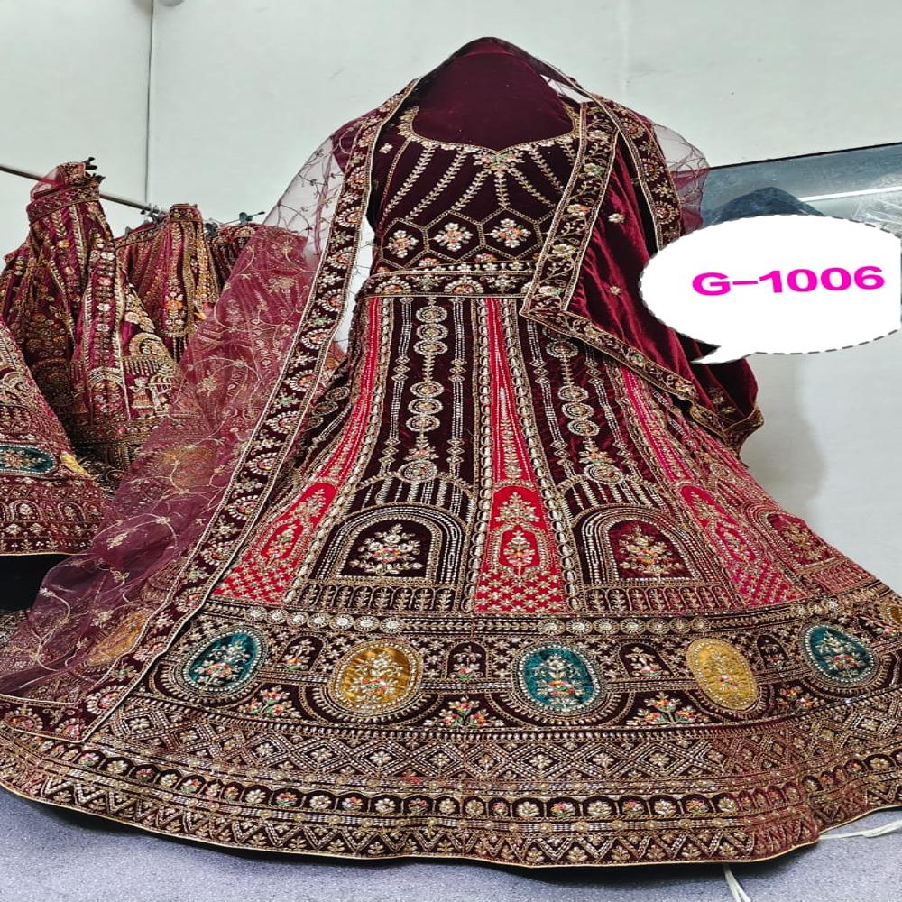 Maroon Embroidered Heritage Bridal Lehenga