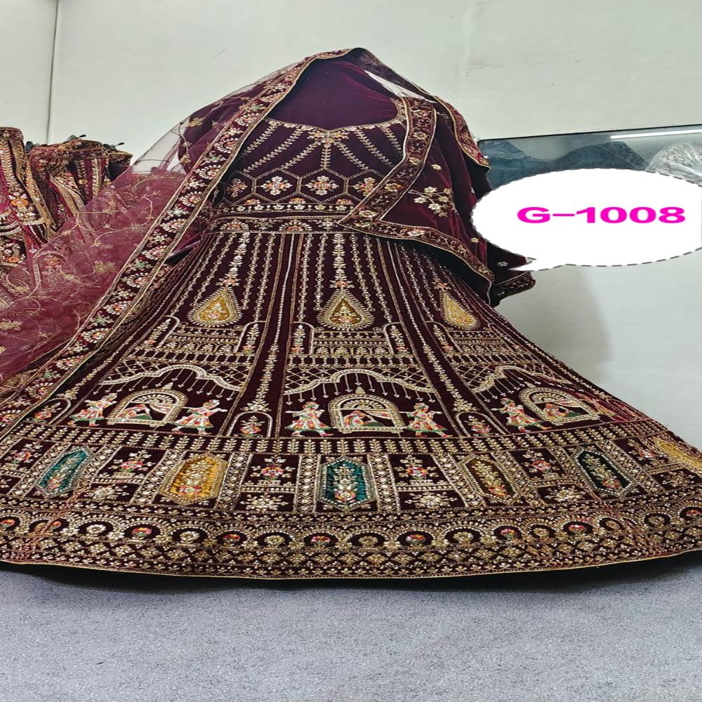 Burgundy Royal Zari Embroidered Bridal Lehenga