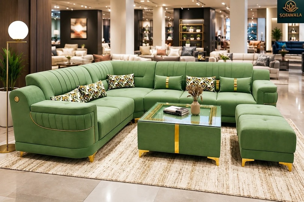 6 Seater Velvet Fabric Sofa Set