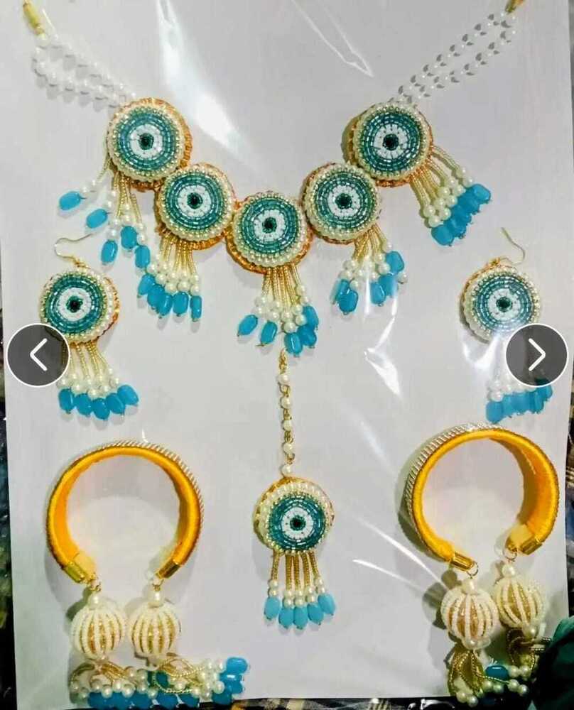 Blue Beaded Peacock Eye Necklace Set