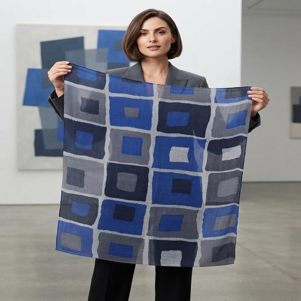 Merino Wool Screen Printed Geometrical design Stoles.