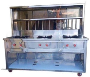 Stainless Steel Three Burner Cooking Range