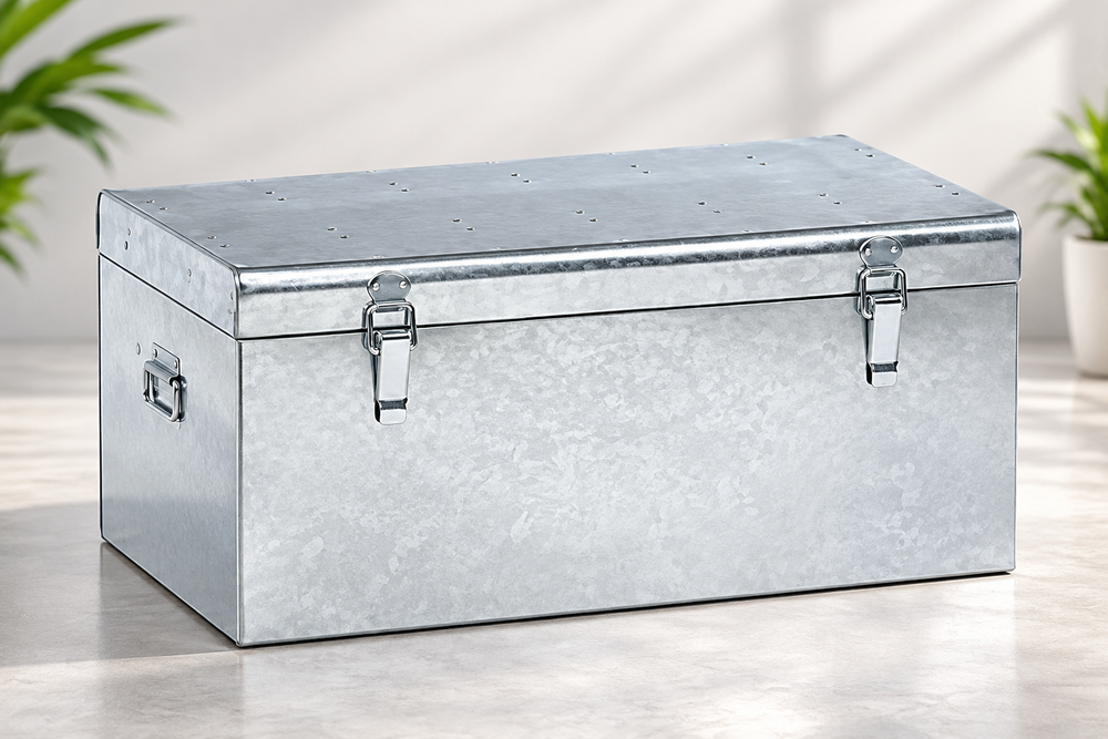 Galvanized Iron Trunk Box - Color: Silver