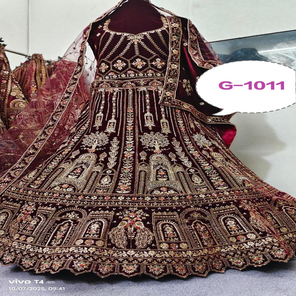 Burgundy Heritage Embroidered Lehenga Set