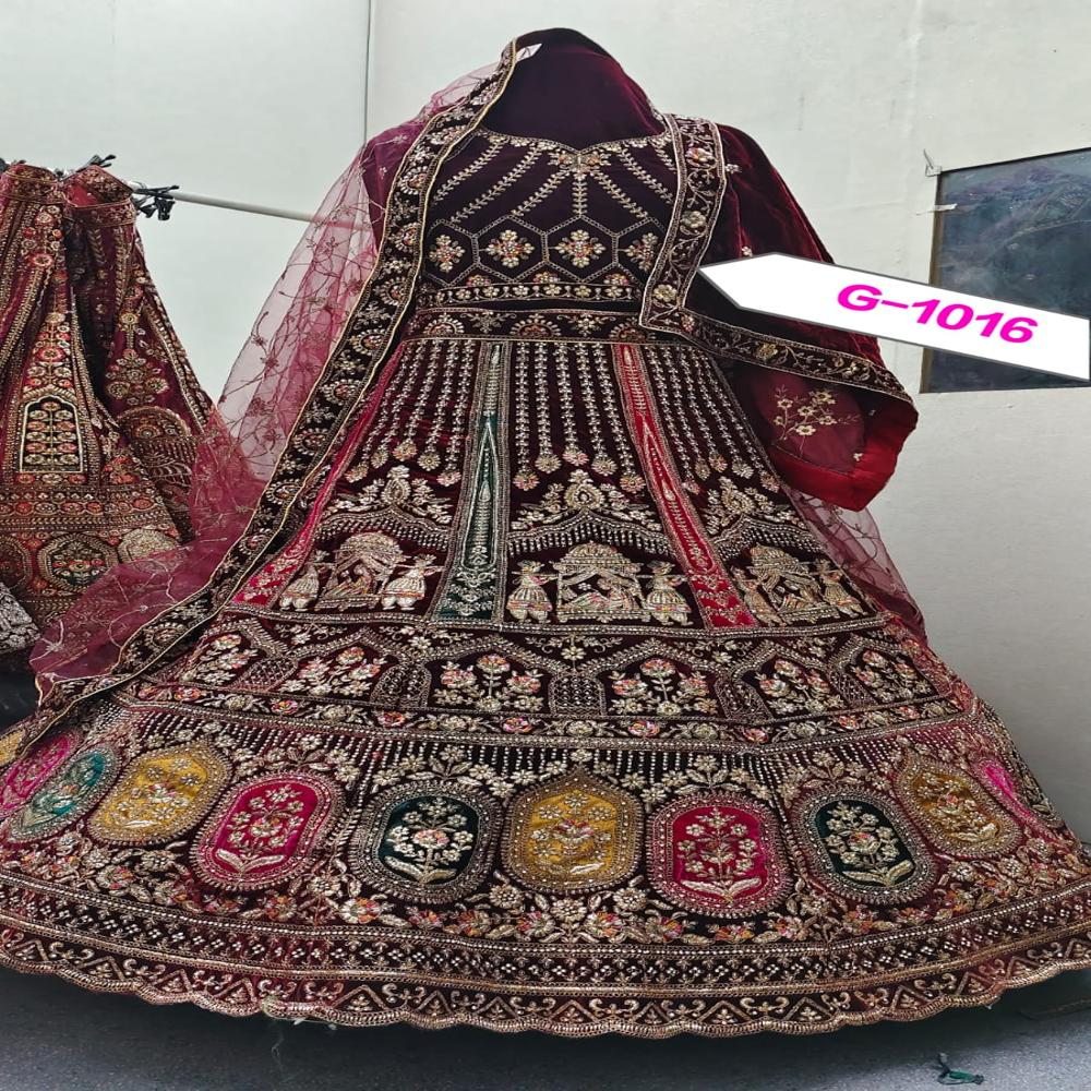 Burgundy Royal Embroidered Bridal Lehenga Set