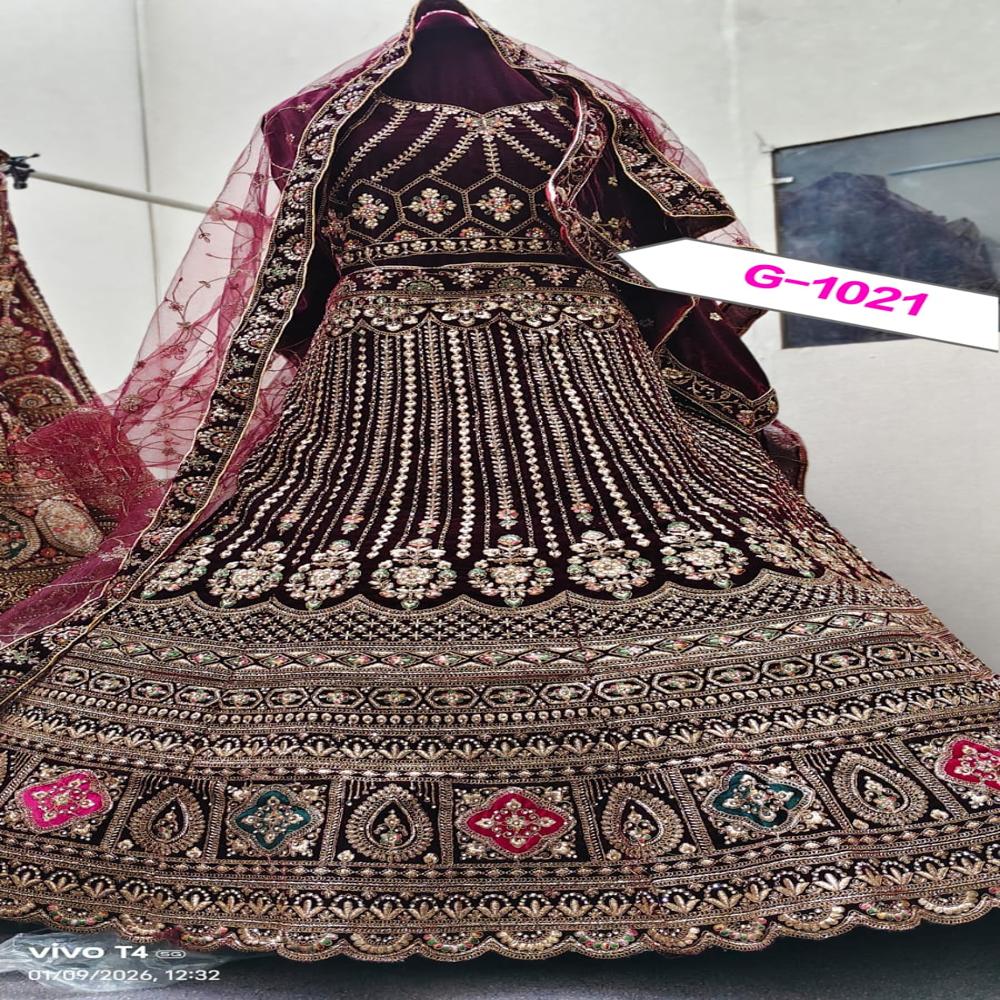 Royal Plum Embroidered Heritage Lehenga Set