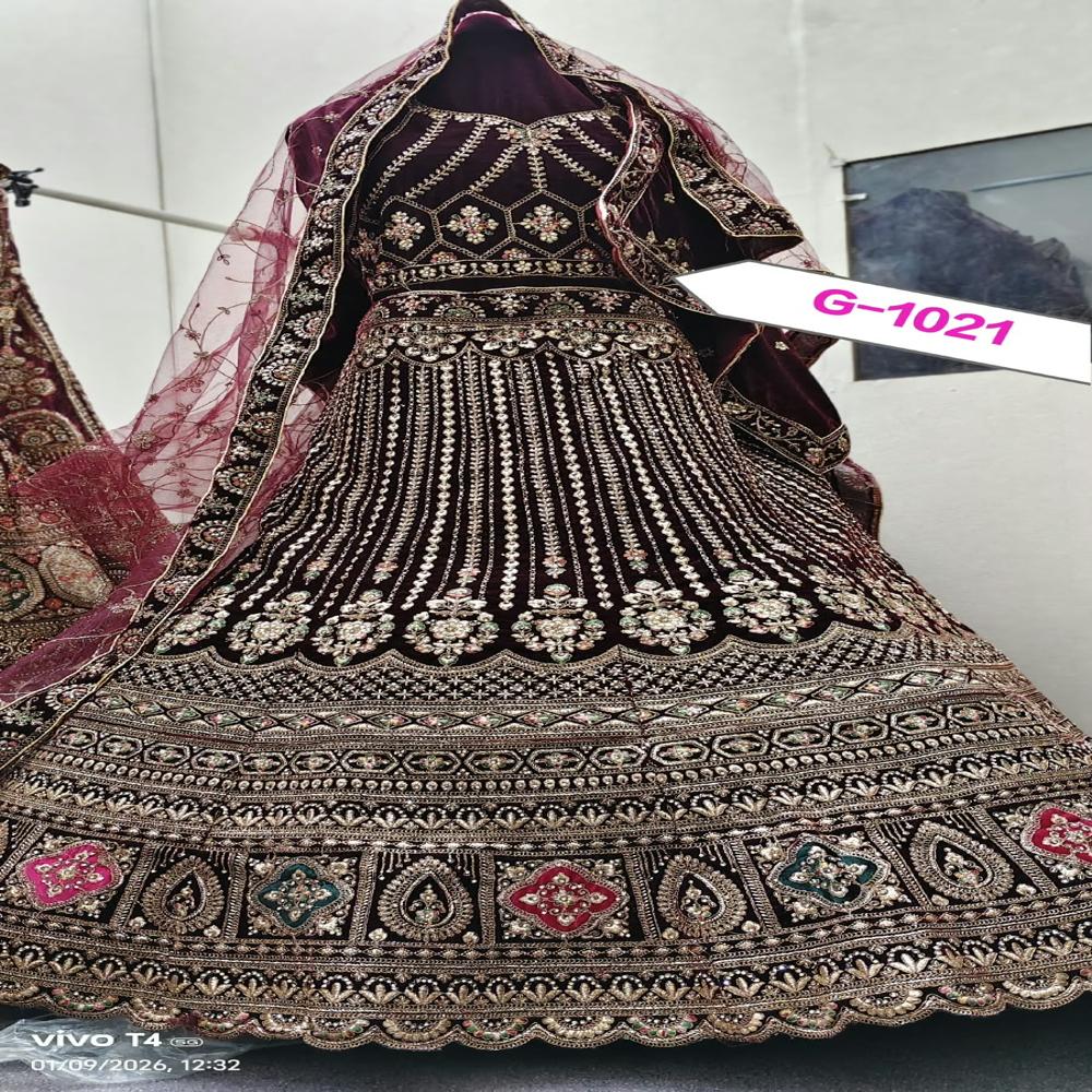 Royal Plum Embroidered Heritage Lehenga Set