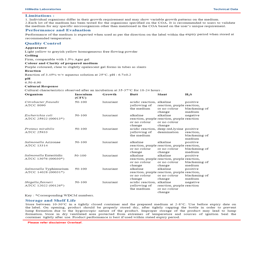 Lysine Iron Agar 500g