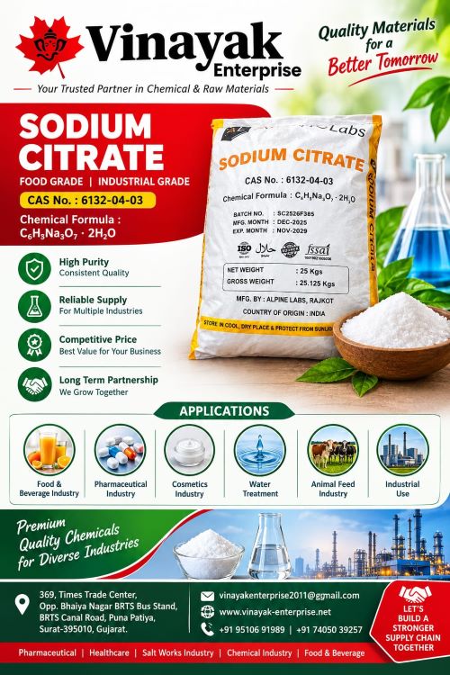 Sodium Citrate - Application: Food & Beverage Additive