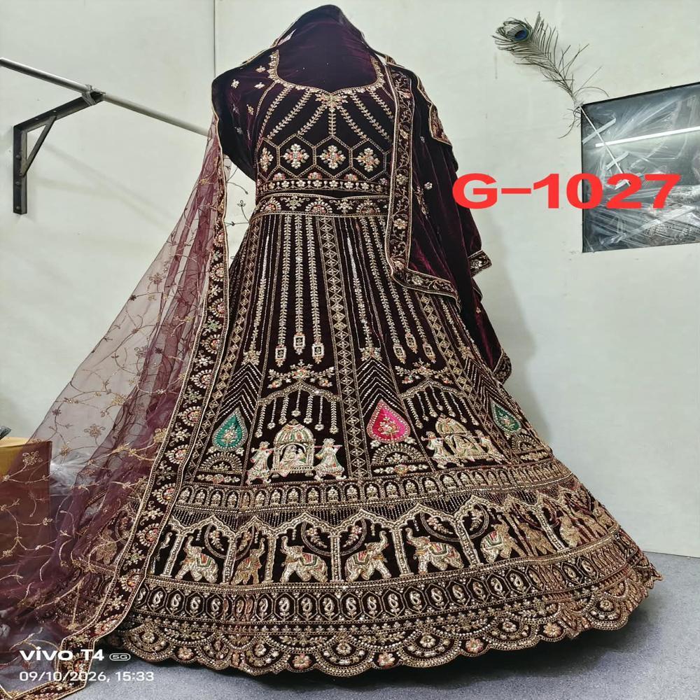 Regal Burgundy Embroidered Bridal Lehenga