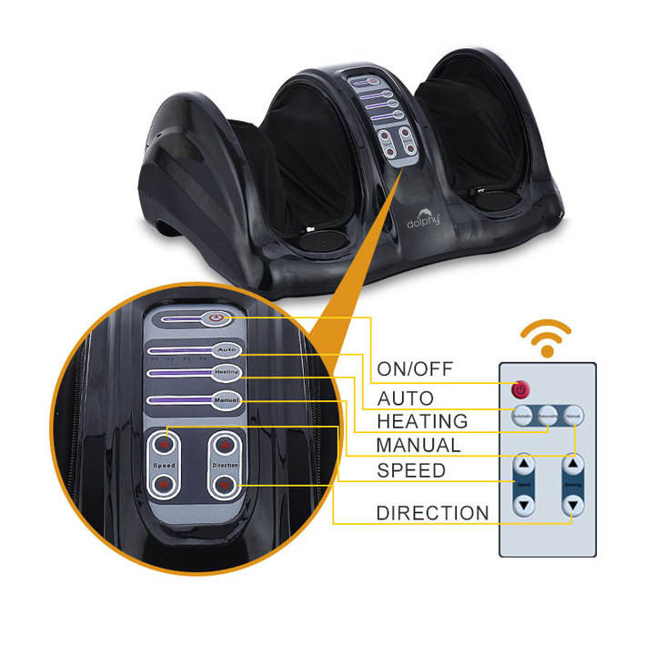 Electric Foot Massager with Kneading & Rolling Function - Black