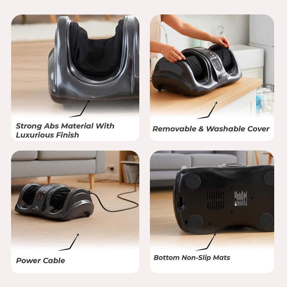 Electric Foot Massager with Kneading & Rolling Function - Black