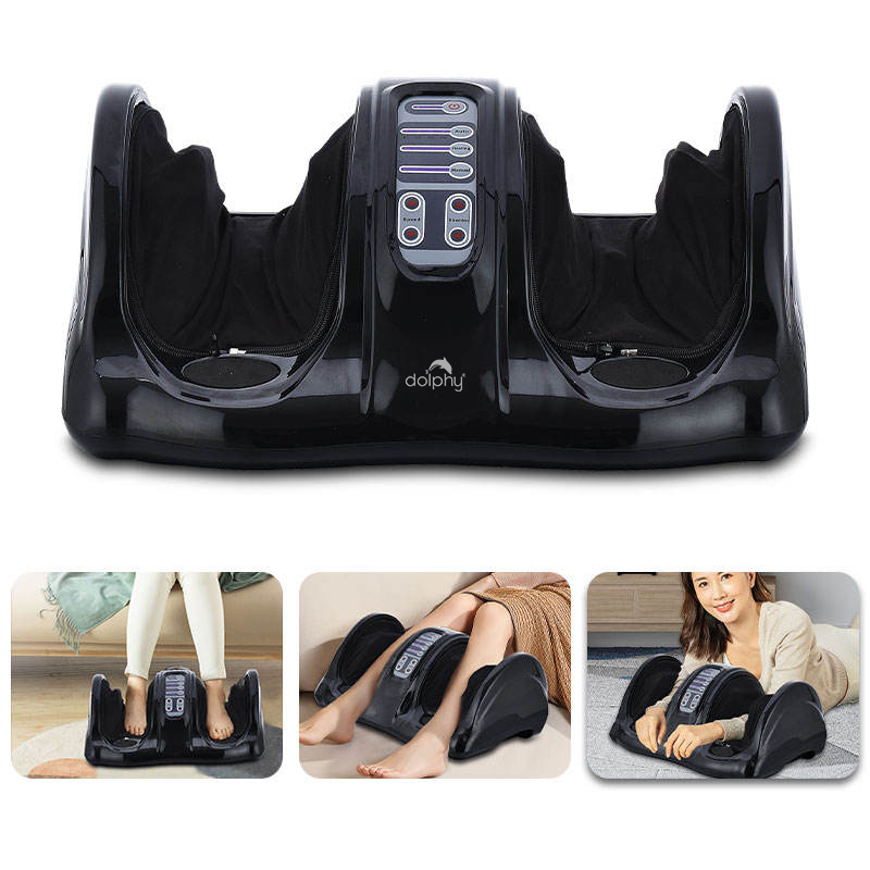 Electric Foot Massager with Kneading & Rolling Function - Black