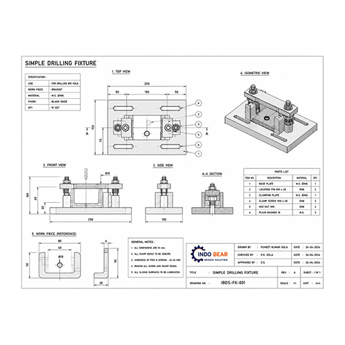 Simple Drilling Fixture Drawing Services