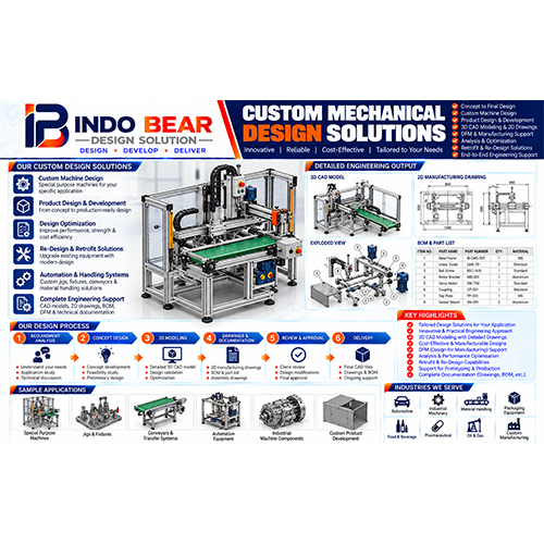 Custom Mechanical Design Solutions Drawing Services By INDO BEAR DESIGN SOLUTION