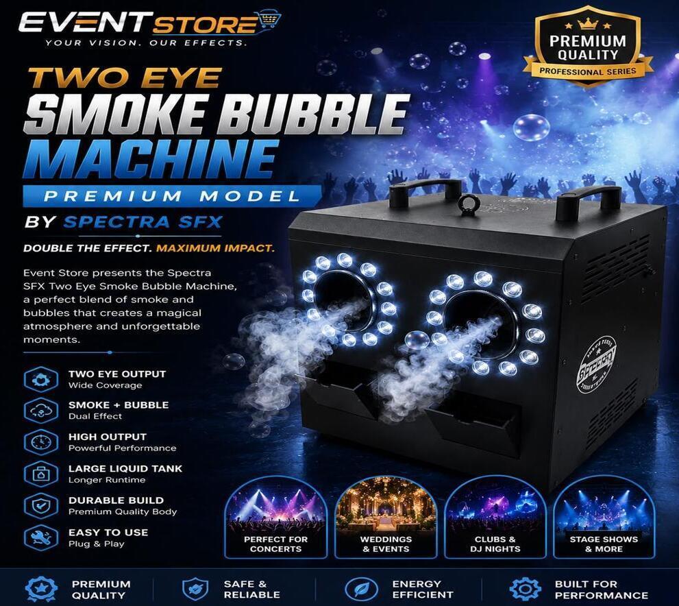 Smoke Bubble Machine 1500W With Fog Filled Bubbles - Color: Black