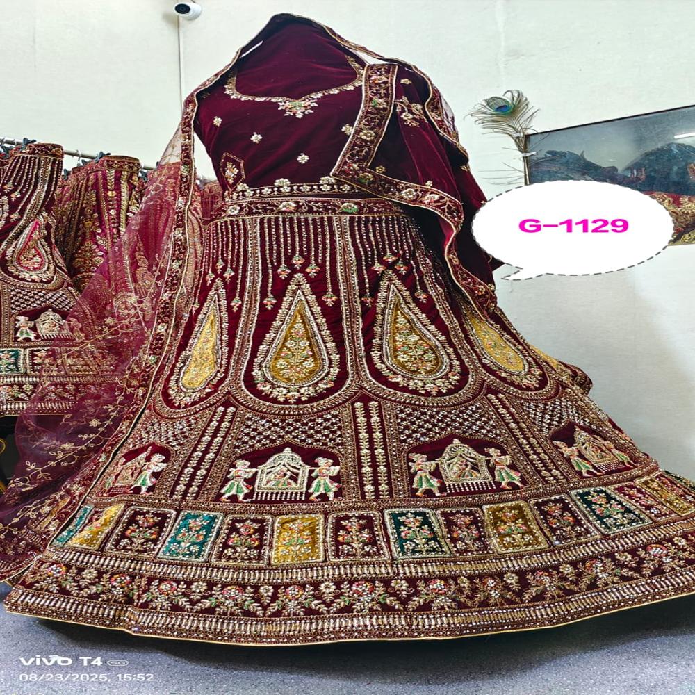 Royal Burgundy Zari Embroidered Lehenga Set