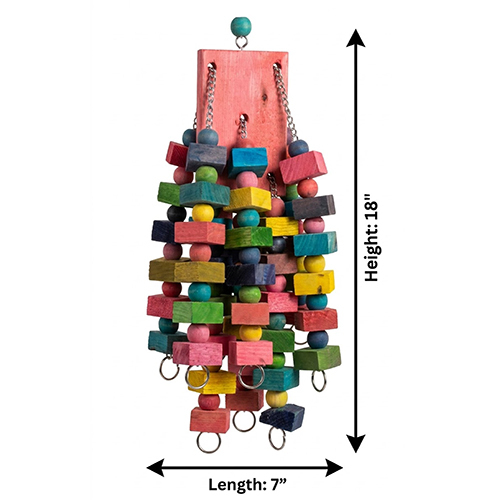 WC-20 Colourful Chew Toy Madeup Of Pine Blocks With Steel Chain