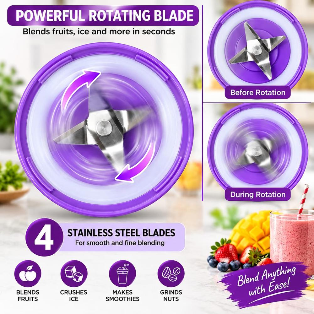 Portable Rechargeable Juicer Blender, Electric Fruit Mixer & Smoothie Maker