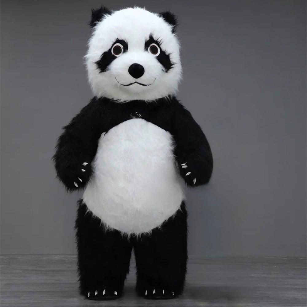 Inflatable Panda Mascot Costume (White Fur, 8 Feet)