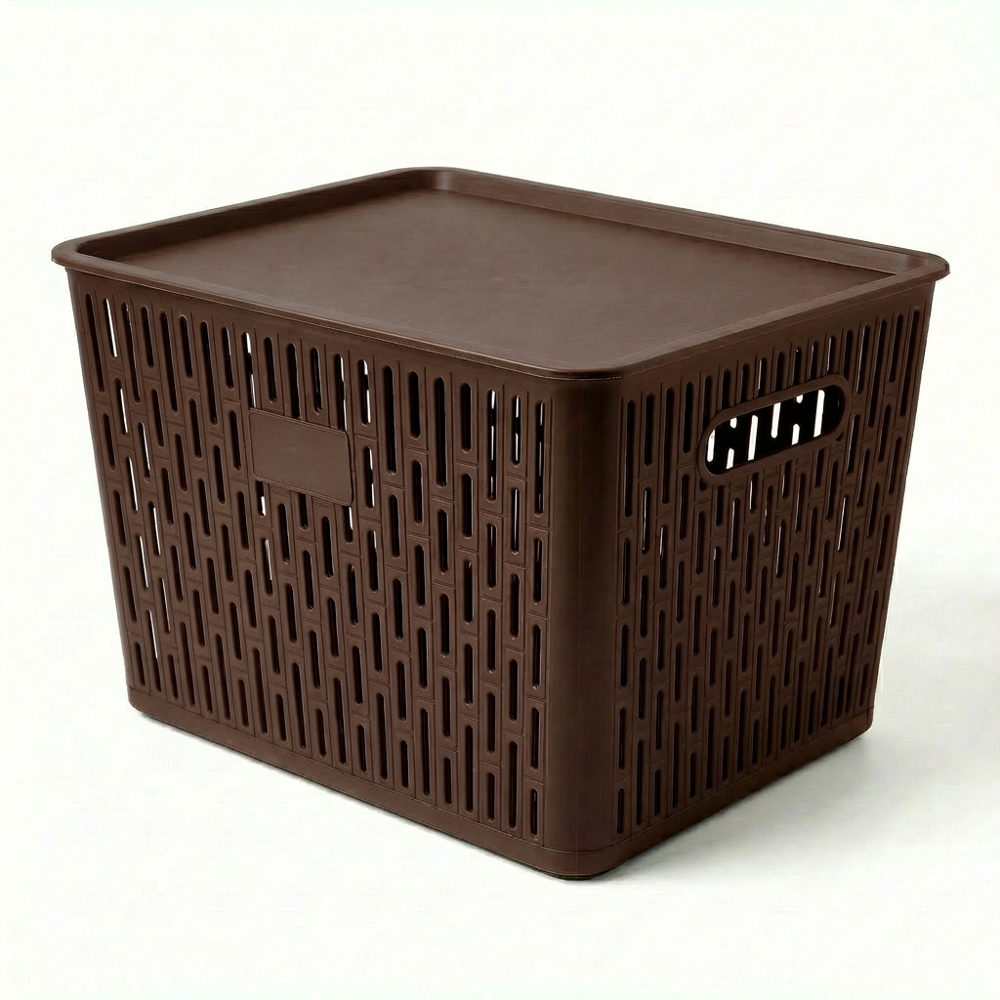 Plastic Brick Net Large Basket With Lid