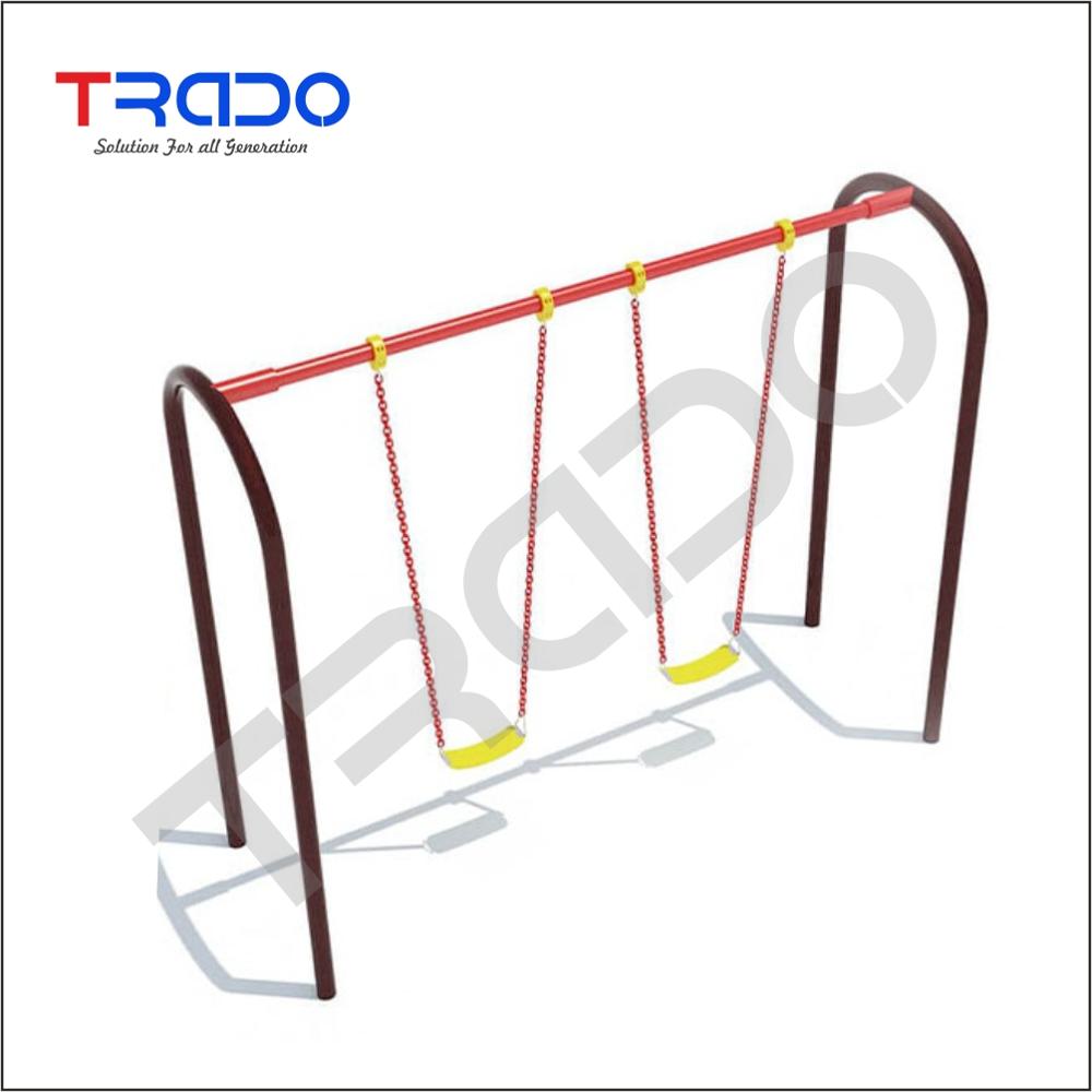Tr30 Playground Swing - Gi Steel Frame, Standard Size, Red Yellow | Rubber Coated Seat, Metal Chain, Weather Resistant