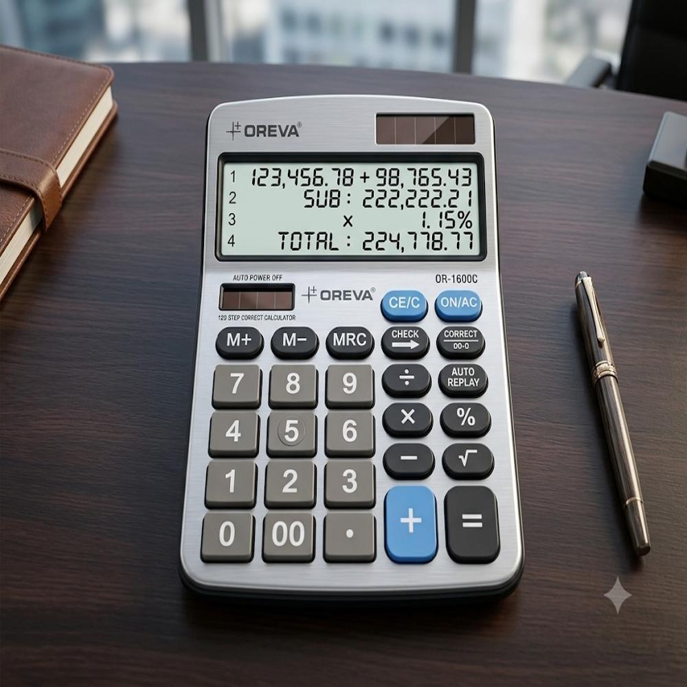 Oreva Or-1600C Desktop Calculator 12-Digit Large Display Business Calculator - Application: Office