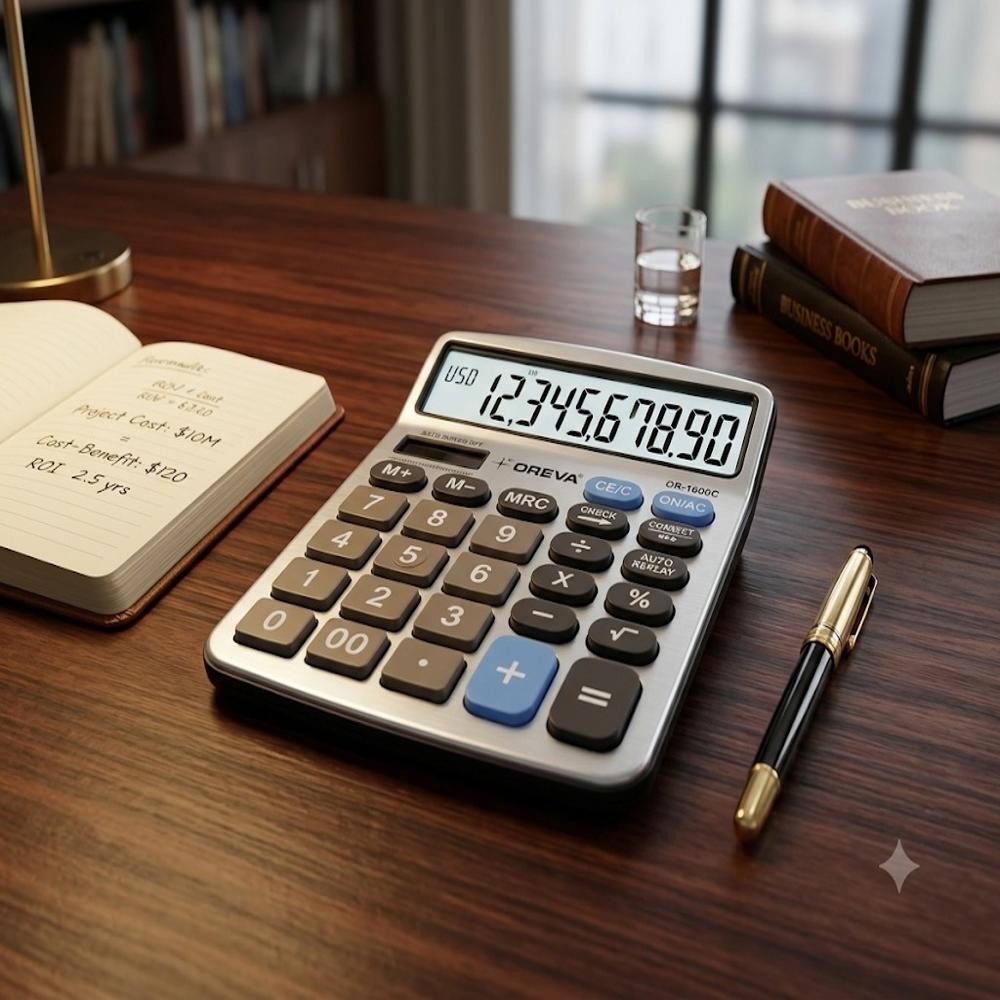OREVA OR-1600C Desktop Calculator 12-Digit Large Display Business Calculator