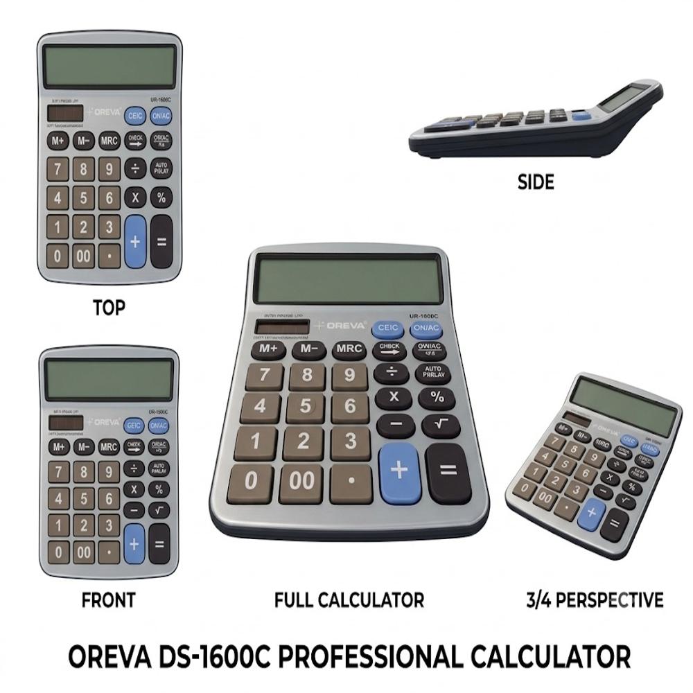 OREVA OR-1600C Desktop Calculator 12-Digit Large Display Business Calculator