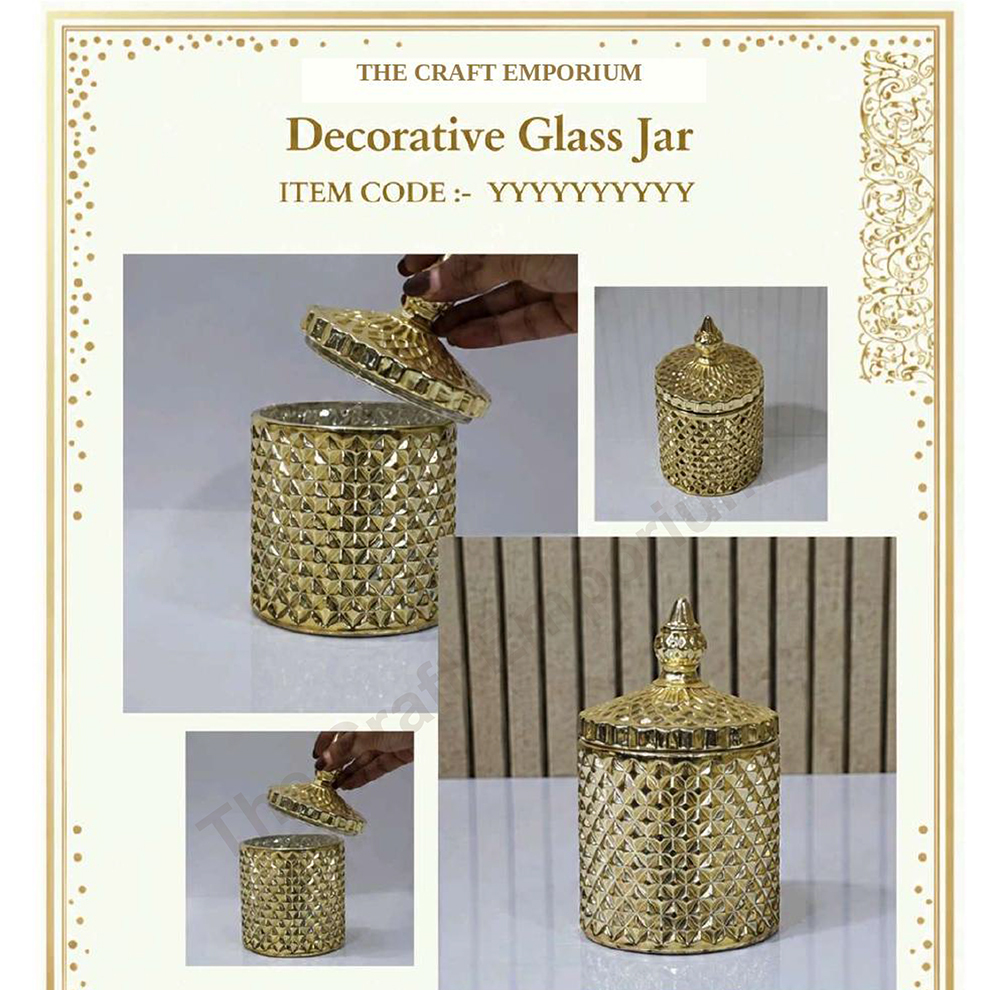 3.25x5.5 Inch Gold Decorative Glass Jar