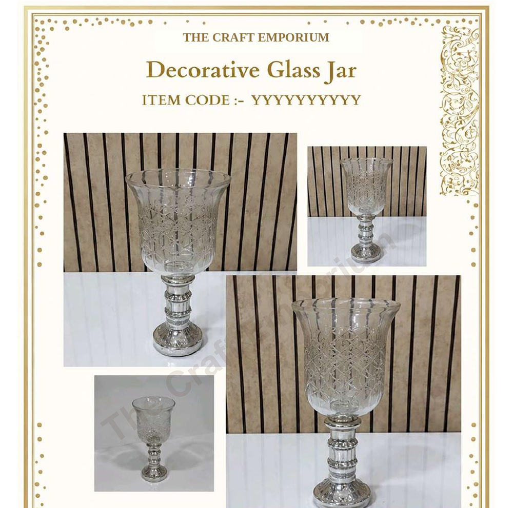 Silver And Plain Decorative Glass Jar