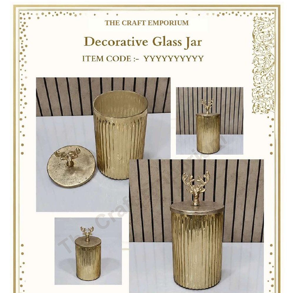 4x11 Inch Gold Decorative Glass Jar