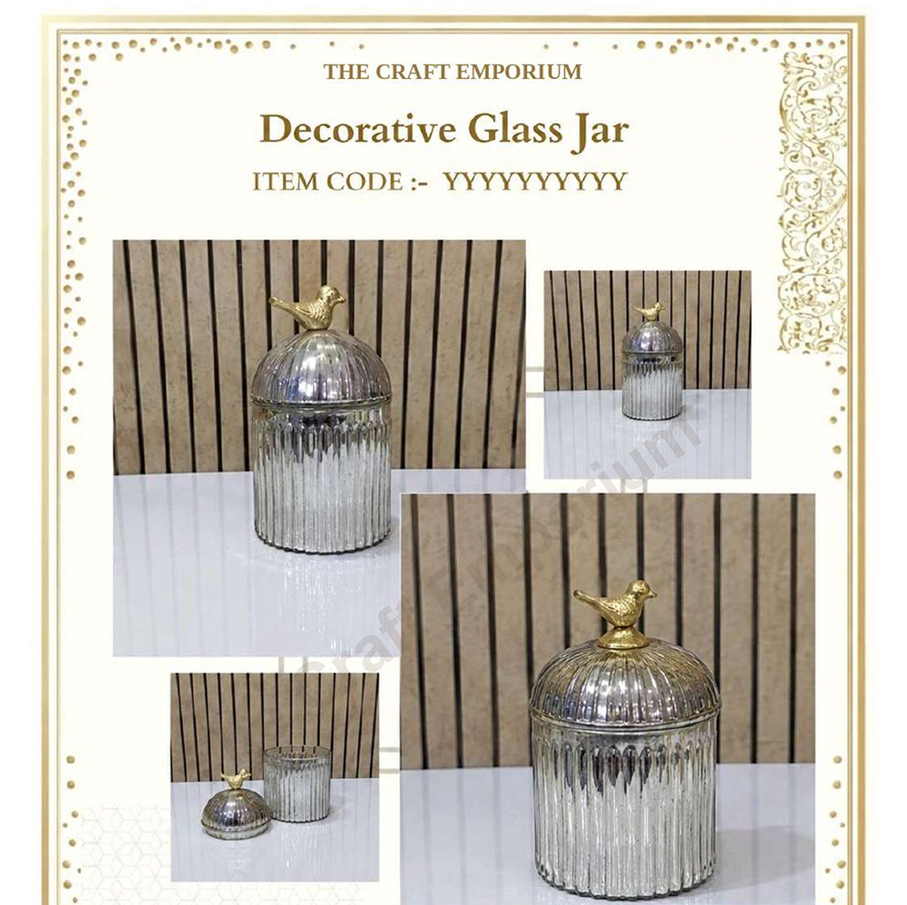 4x7 Inch Silver Decorative Glass Jar