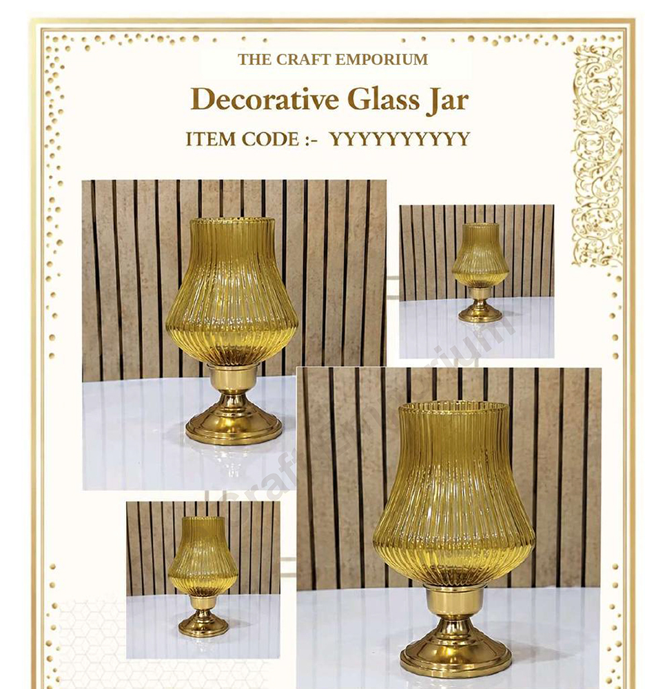 Yellow And Gold Decorative Glass Jar